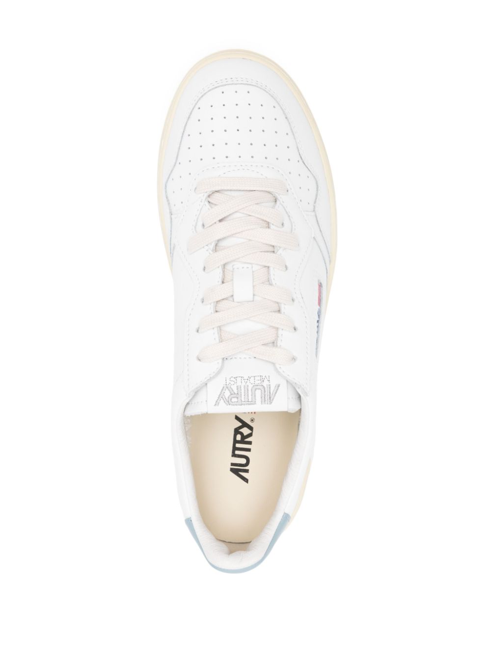 AUTRY - MEDALIST LOW SNEAKERSY Z BIAŁEJ SKÓRY I NIEBIESKIEGO ZAMSZU