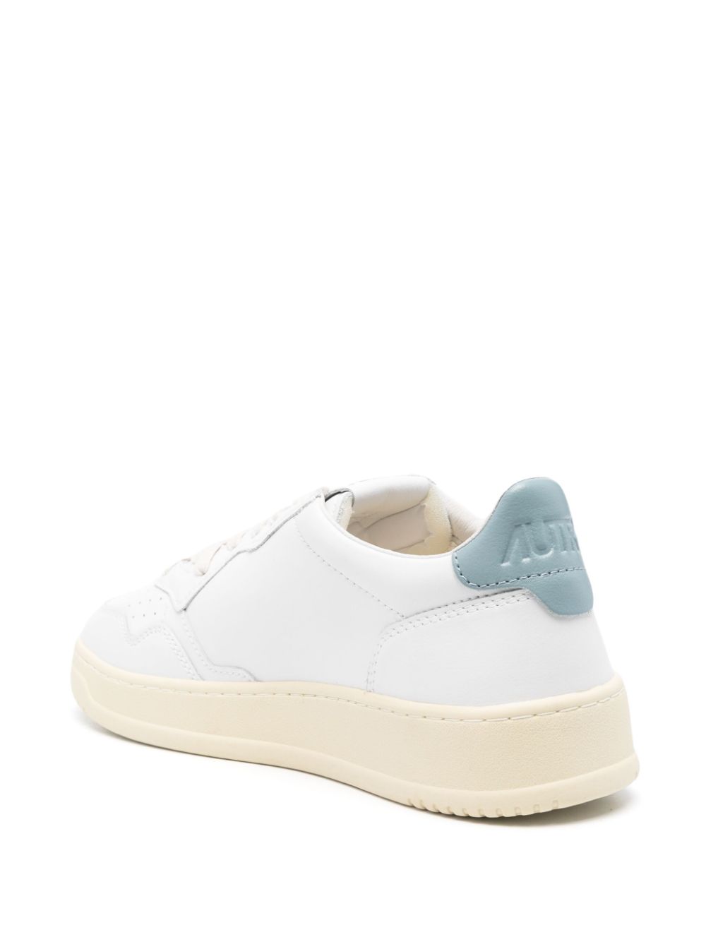 AUTRY - MEDALIST LOW SNEAKERSY Z BIAŁEJ SKÓRY I NIEBIESKIEGO ZAMSZU