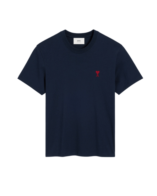 AMI PARIS - T-SHIRT BAWEŁNIANY AMI DE COEUR Granatowy