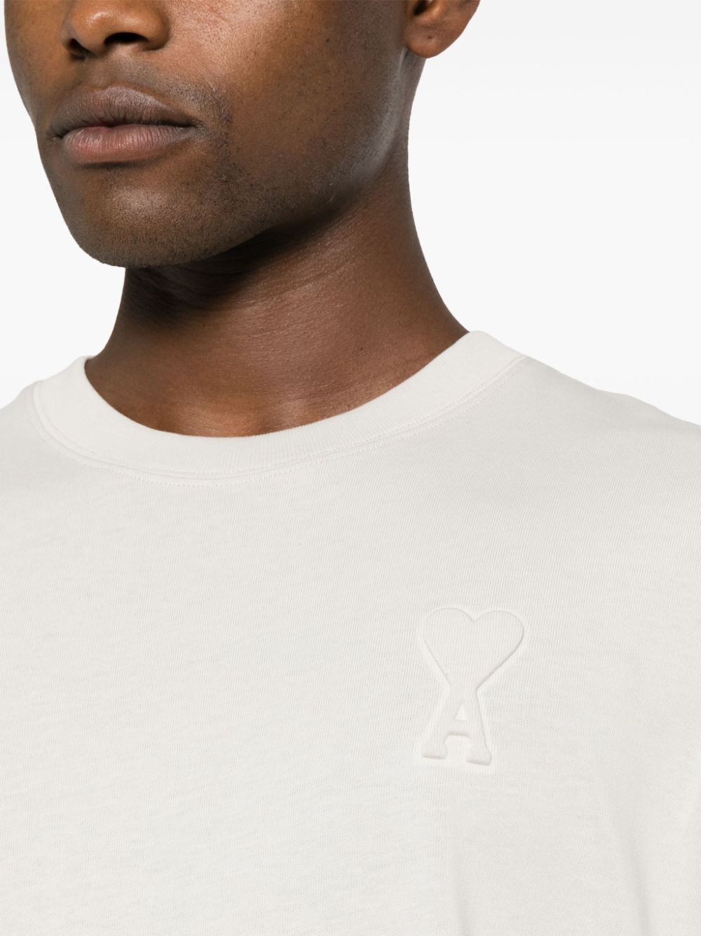 AMI Paris - T-shirt crème en coton à logo