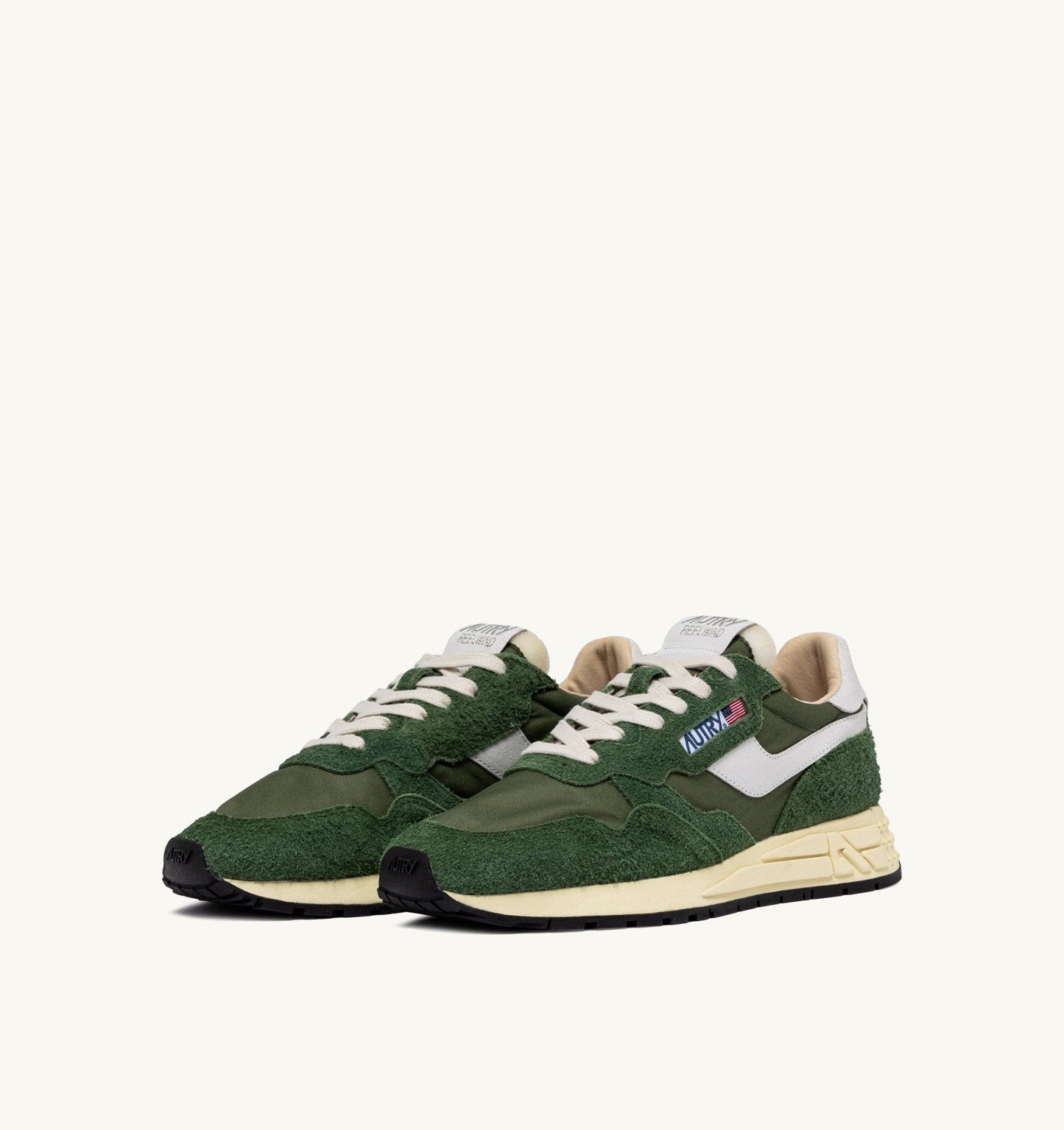 AUTRY - BUTY SNEAKERSOWE REELWIND LOW Z NYLONU I ZAMSZU W KOLORZE ZIELONYM WOJSKOWYM