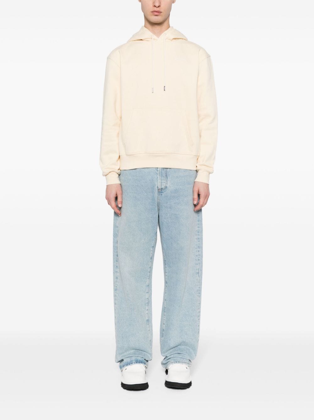Jacquemus Hoodie beige à logo brodé