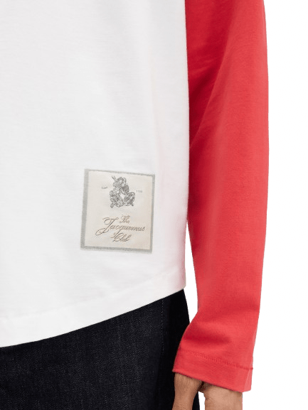 JACQUEMUS - Koszulka baseballowa z długim rękawem w kolorze czerwono-białym