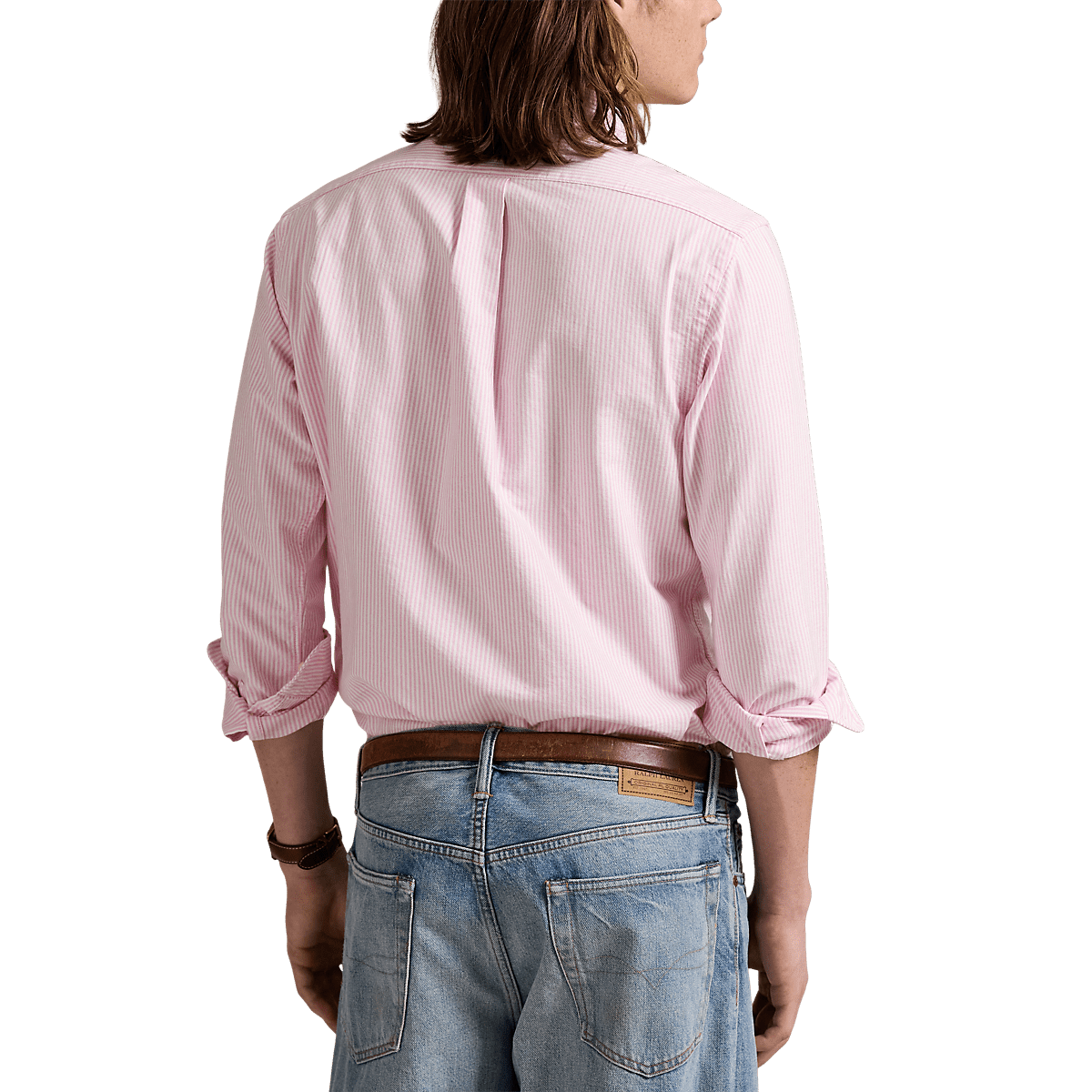 POLO RALPH LAUREN - Chemise rayé ajustée popeline stretch Rose et blanc