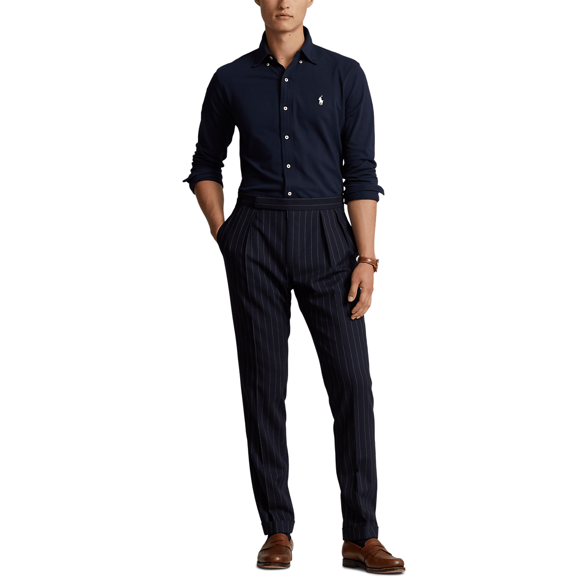 POLO RALPH LAUREN - Chemise ultra-légère en coton piqué Bleu marine