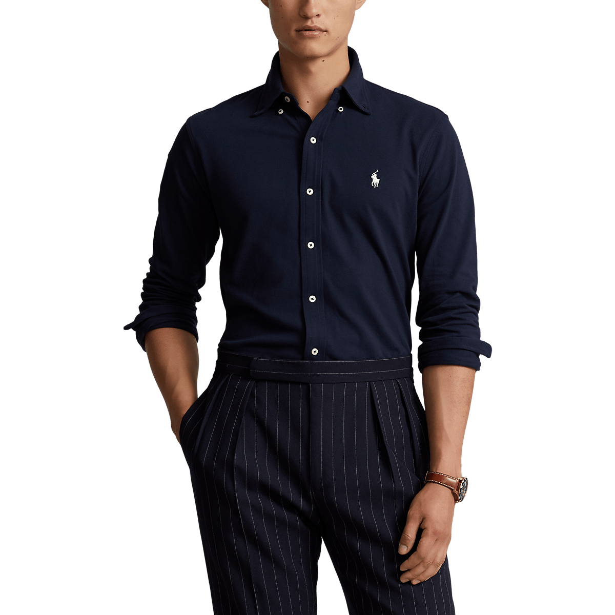 POLO RALPH LAUREN - Chemise ultra-légère en coton piqué Bleu marine