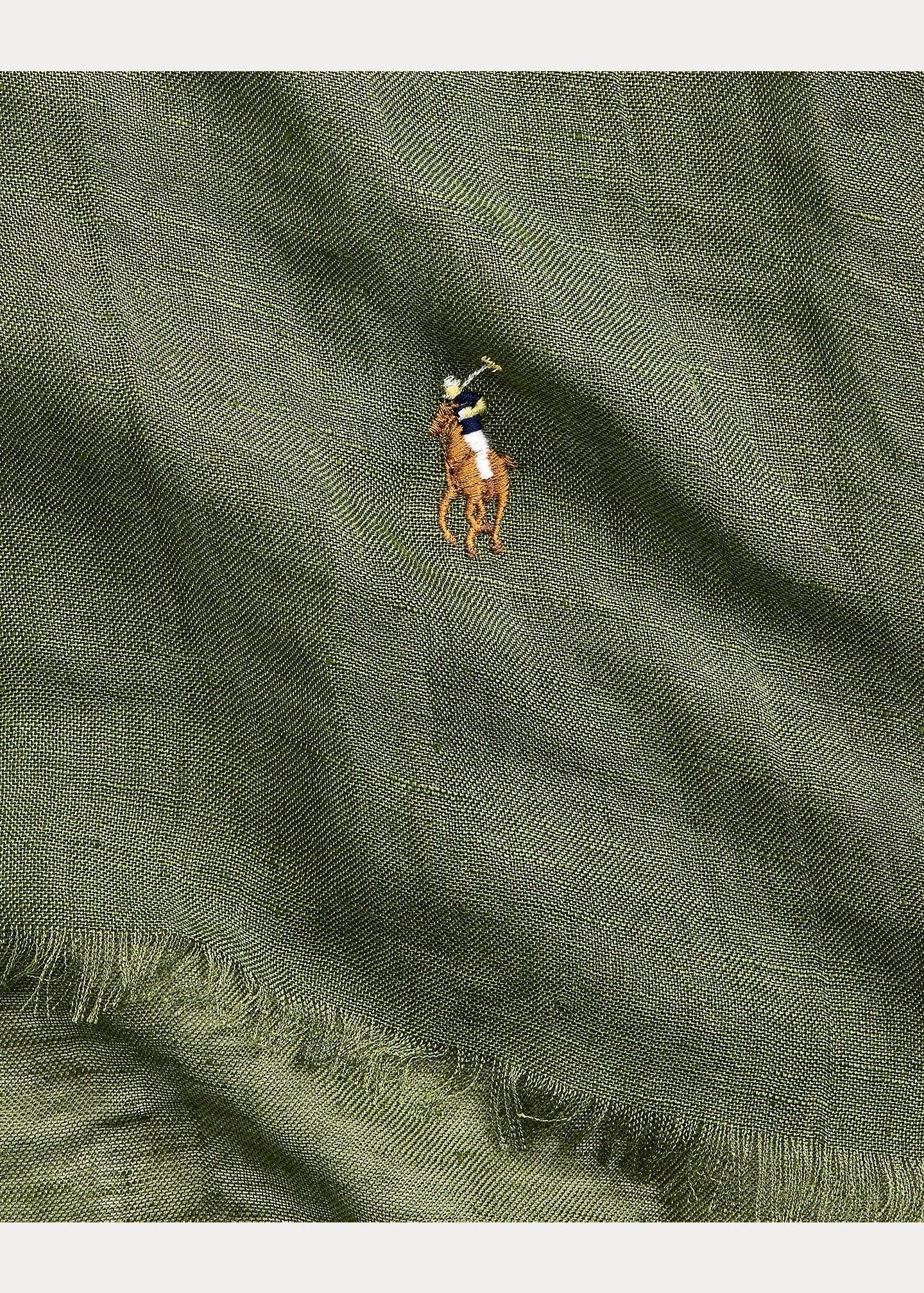 Polo Ralph Lauren - Écharpe green délavée en lin mélangé