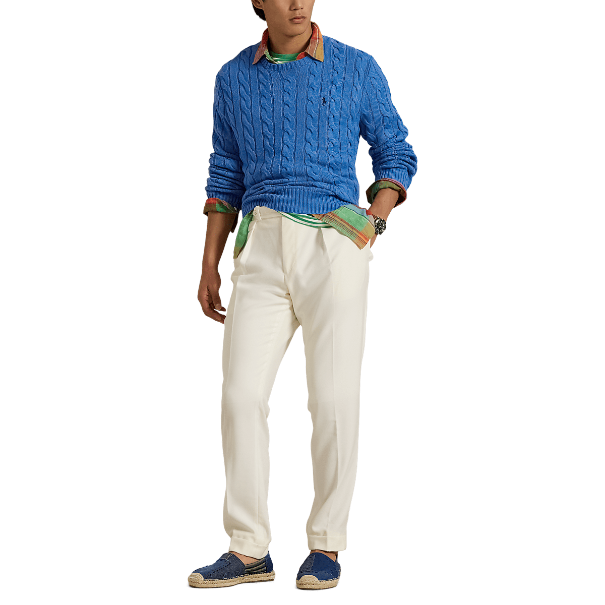 POLO RALPH LAUREN - Pull en coton torsadé Bleu