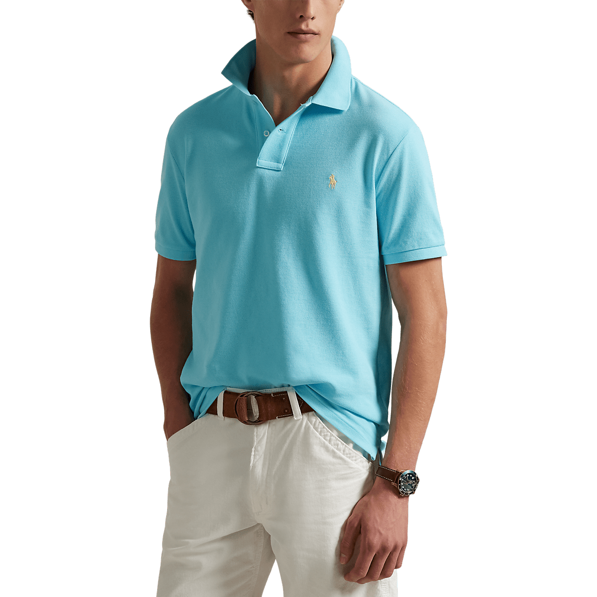 RALPH LAUREN - Le polo iconique en coton piqué Bleu ciel
