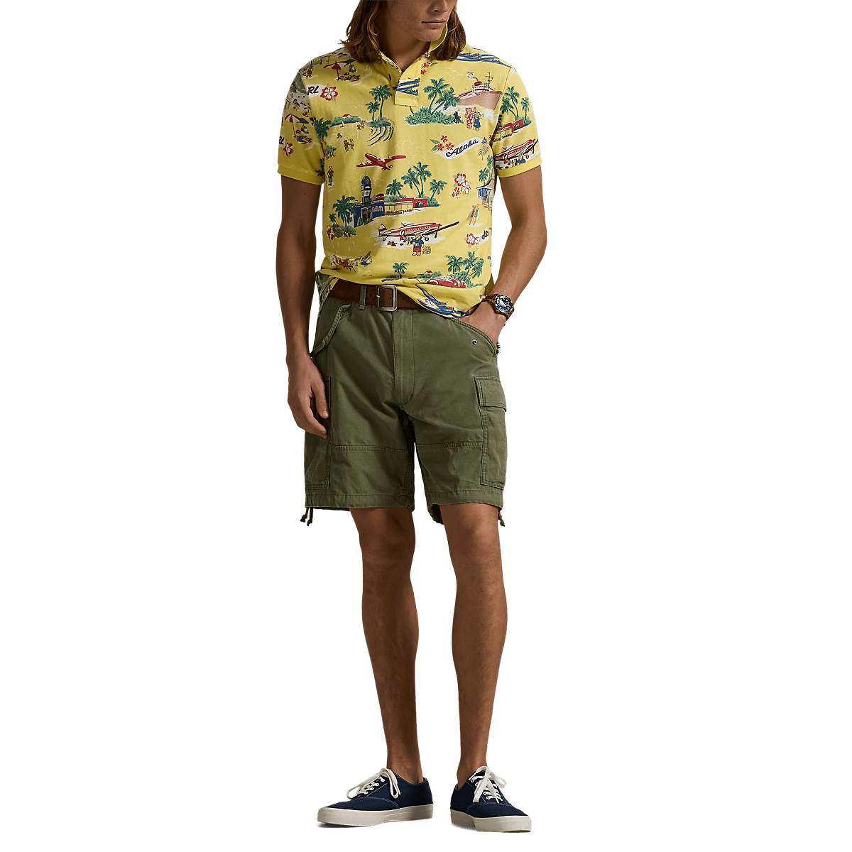 RALPH LAUREN - Polo ajusté Polo Bear en coton piqué Jaune