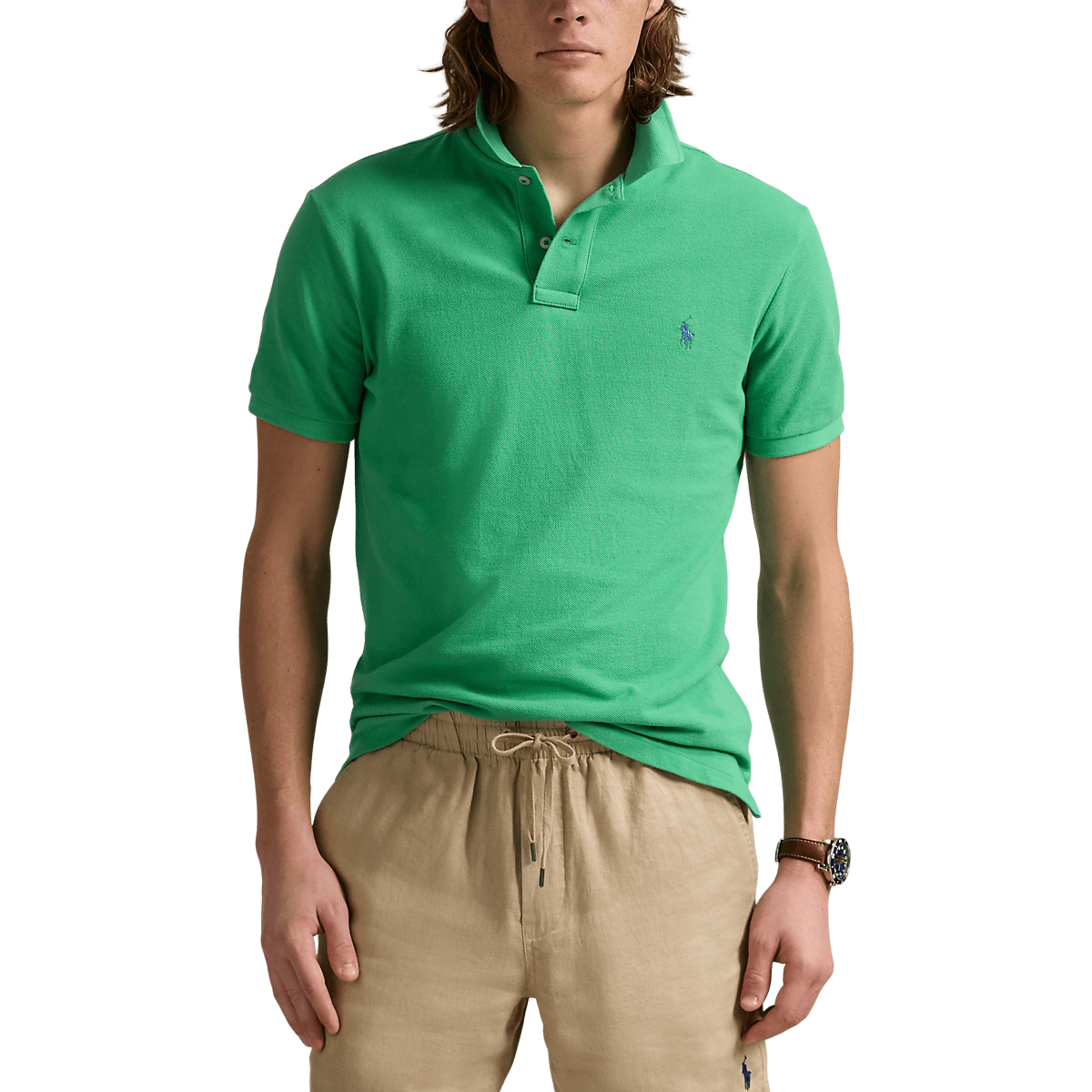RALPH LAUREN - Polo coupe ajustée en piqué Vert