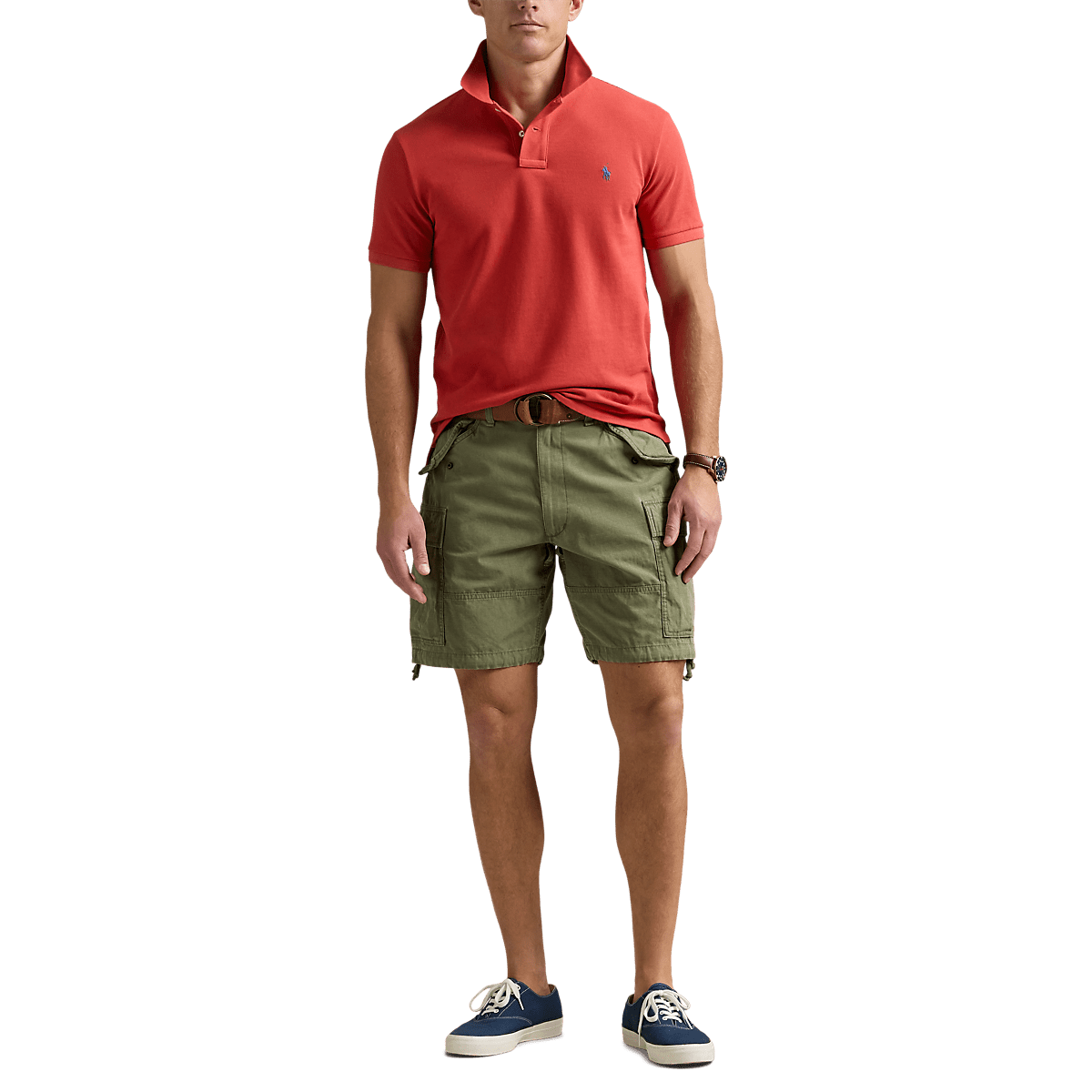 RALPH LAUREN - Polo en piqué coupe ajustée Rouge