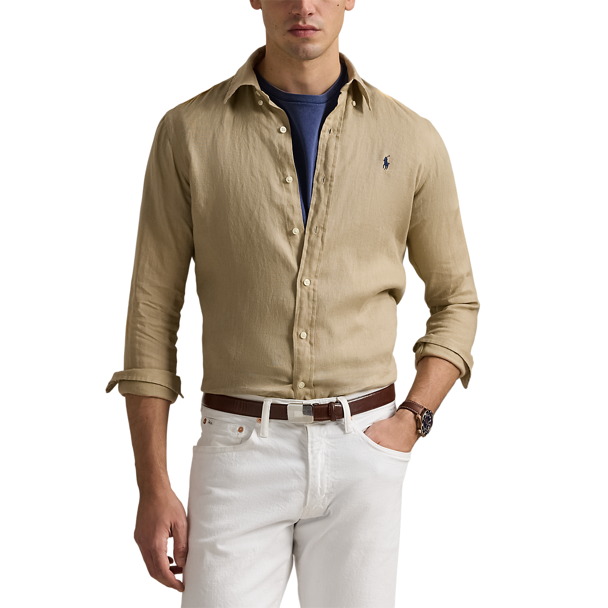 POLO RALPH LAUREN - Chemise en lin Custom Fit Beige