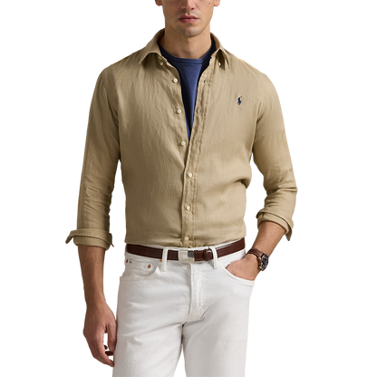 POLO RALPH LAUREN - Chemise en lin Custom Fit Beige