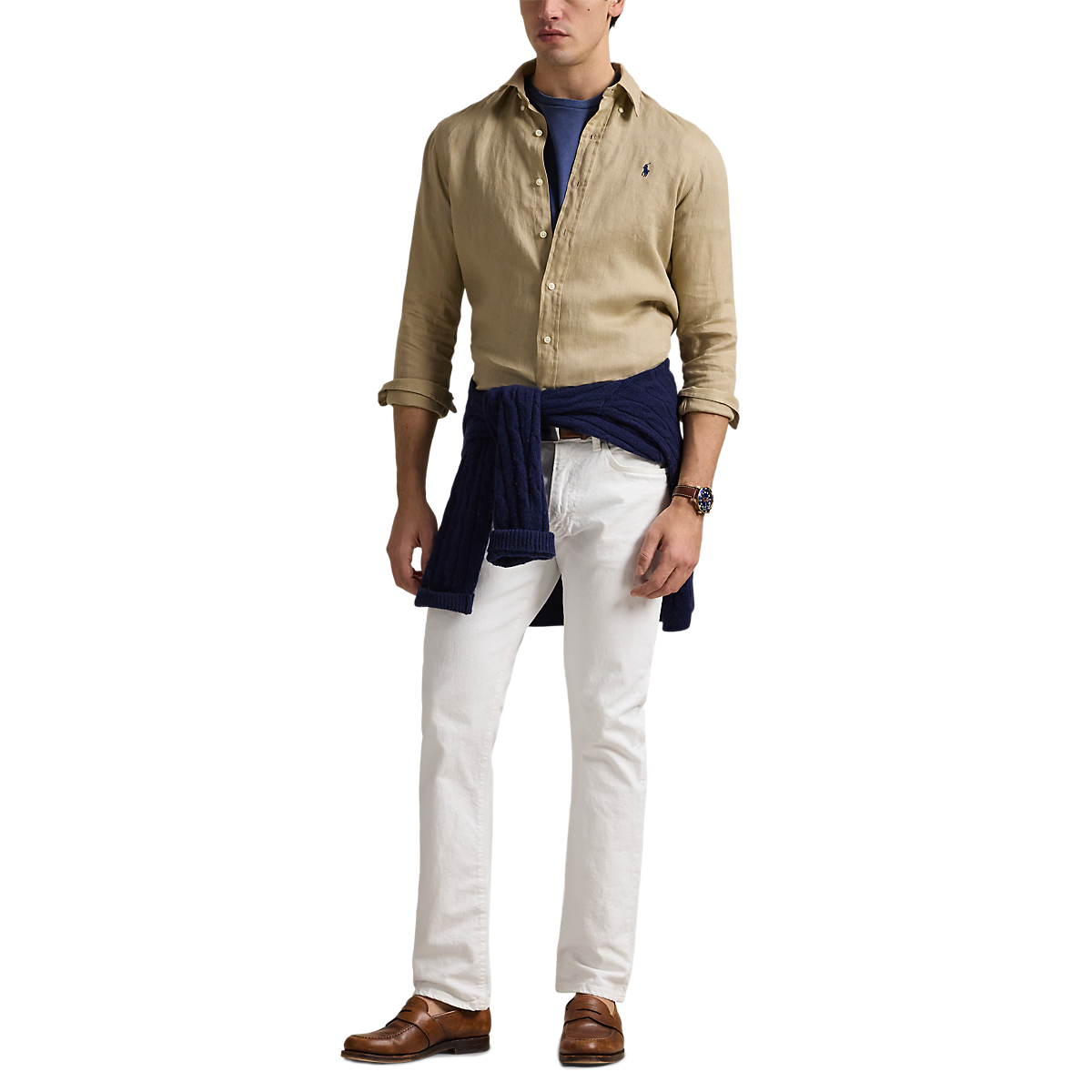 POLO RALPH LAUREN - Chemise en lin Custom Fit Beige