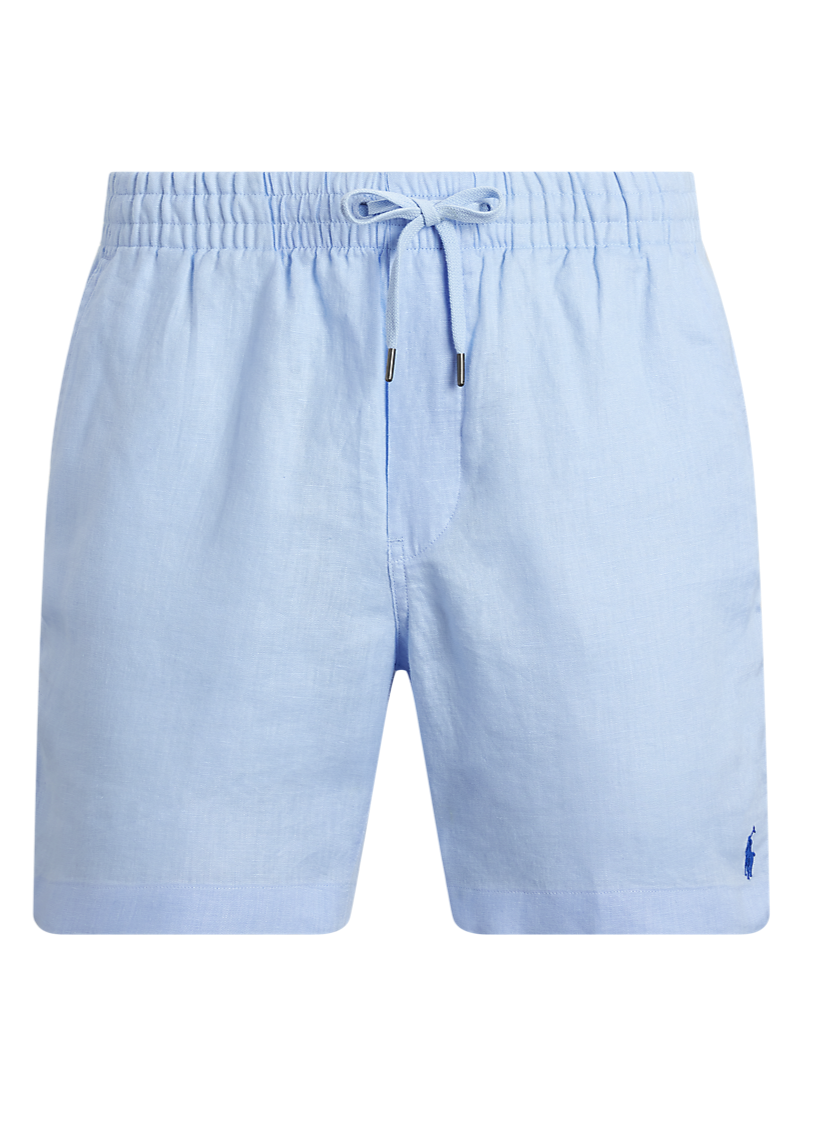 RALPH LAUREN - Short Polo prepster en lin Bleu ciel