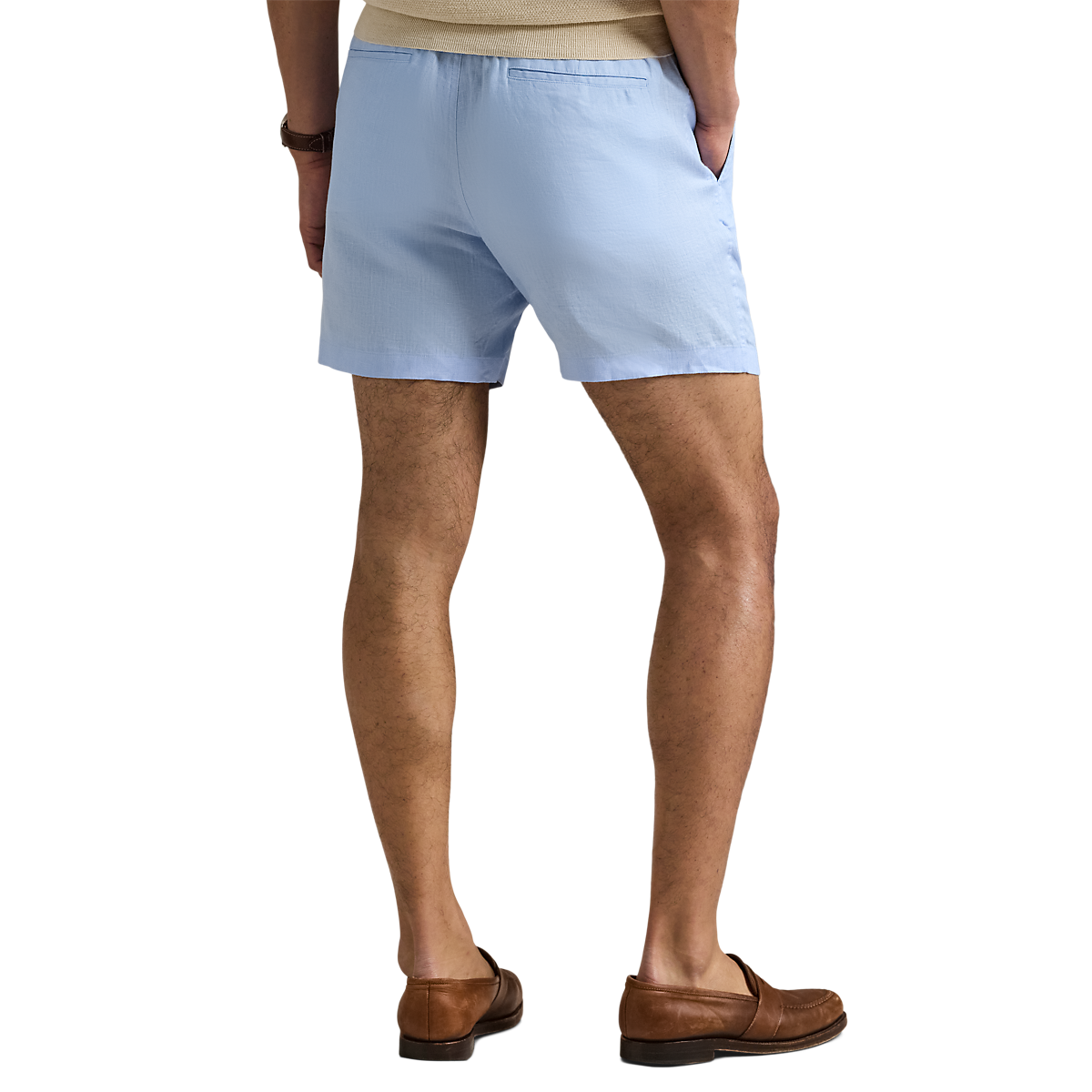 RALPH LAUREN - Short Polo prepster en lin Bleu ciel