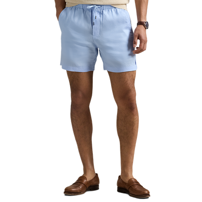 RALPH LAUREN - Short Polo prepster en lin Bleu ciel