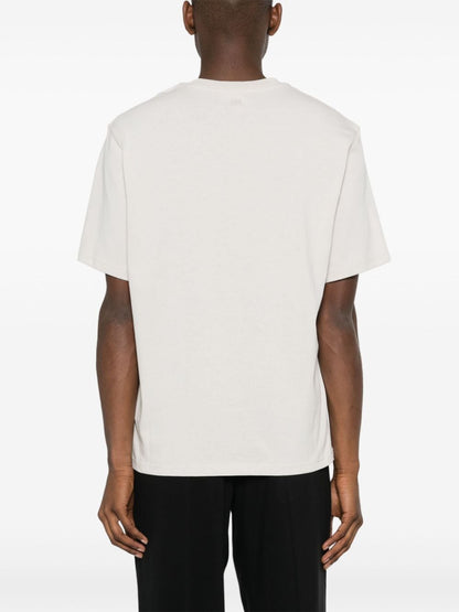 AMI Paris - T-shirt crème en coton à logo