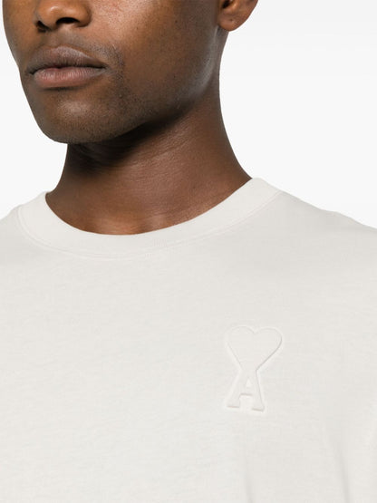 AMI Paris - T-shirt crème en coton à logo