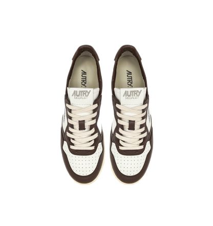 AUTRY - Basket basse Medalist cuir blanc et marron