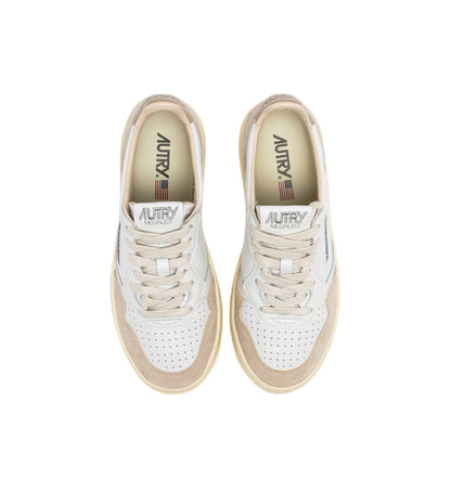 AUTRY - Basket basse Medalist cuir et daim blanc / beige