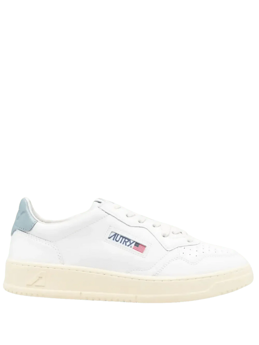 AUTRY - BASKETS MEDALIST LOW EN CUIR BLANC ET DAIM BLEU - Lothaire