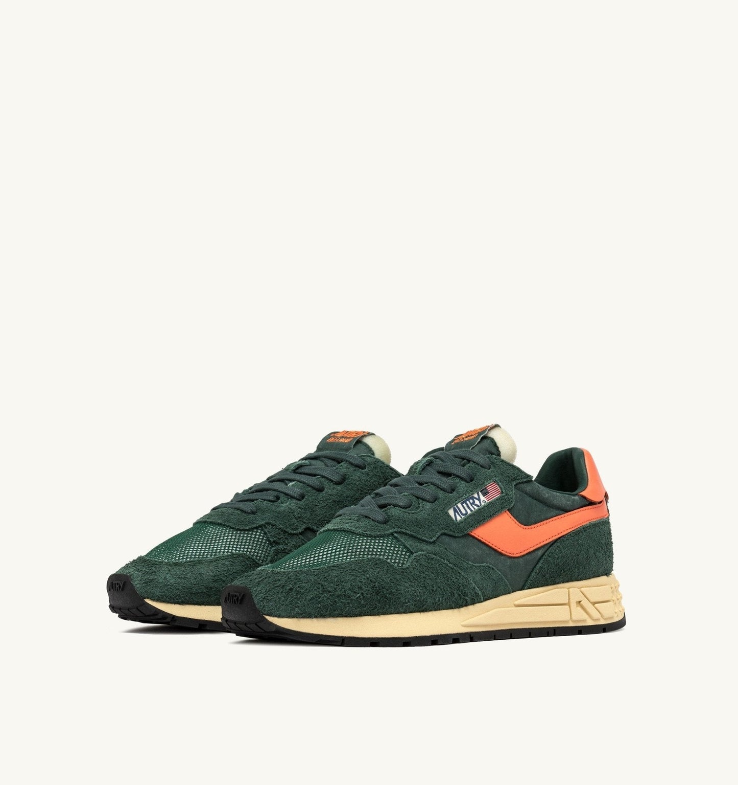 AUTRY - REELWIND LOW NYLON I SUEDE SNEAKERSY zielone i pomarańczowe