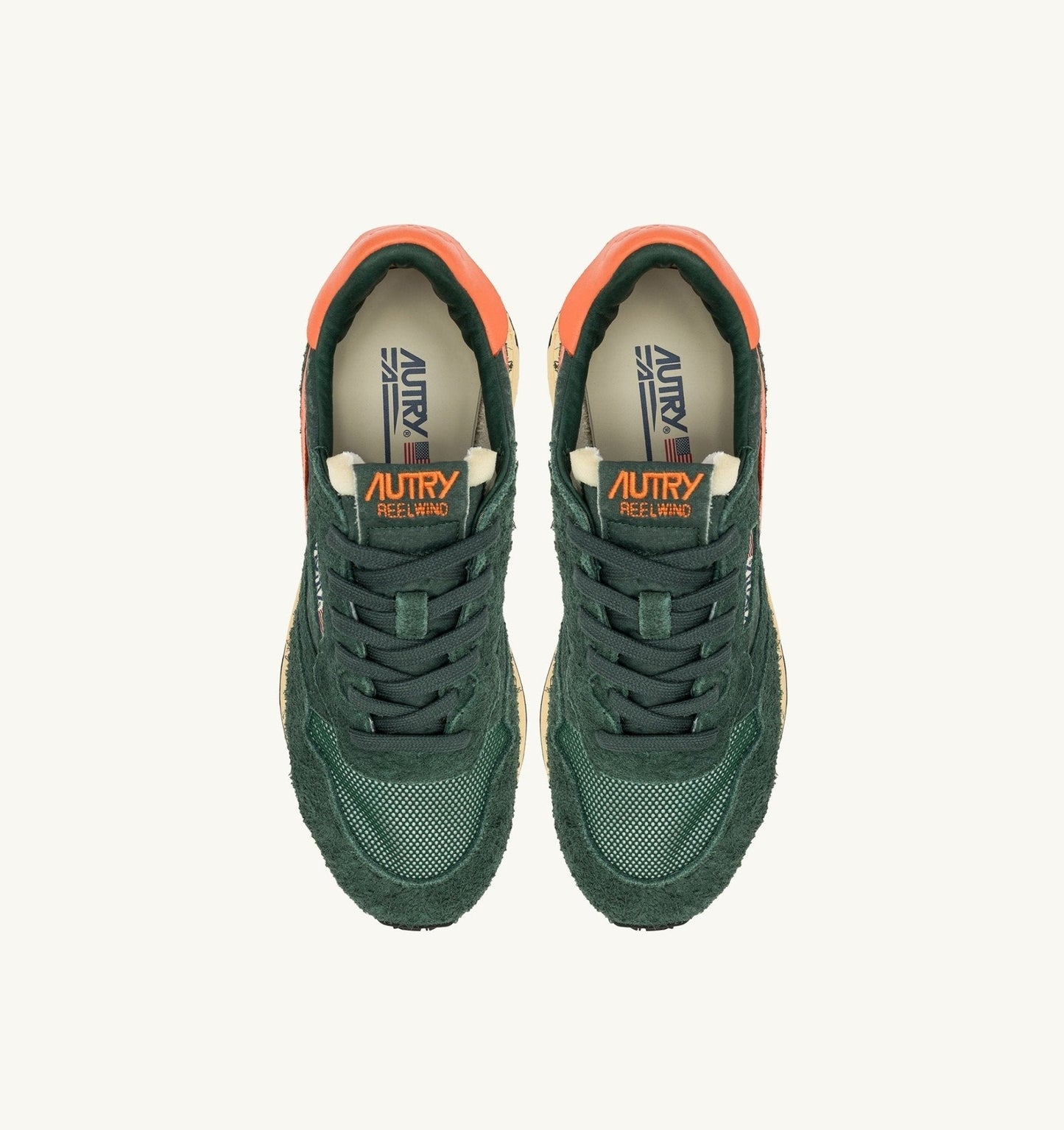 AUTRY - REELWIND LOW NYLON I SUEDE SNEAKERSY zielone i pomarańczowe