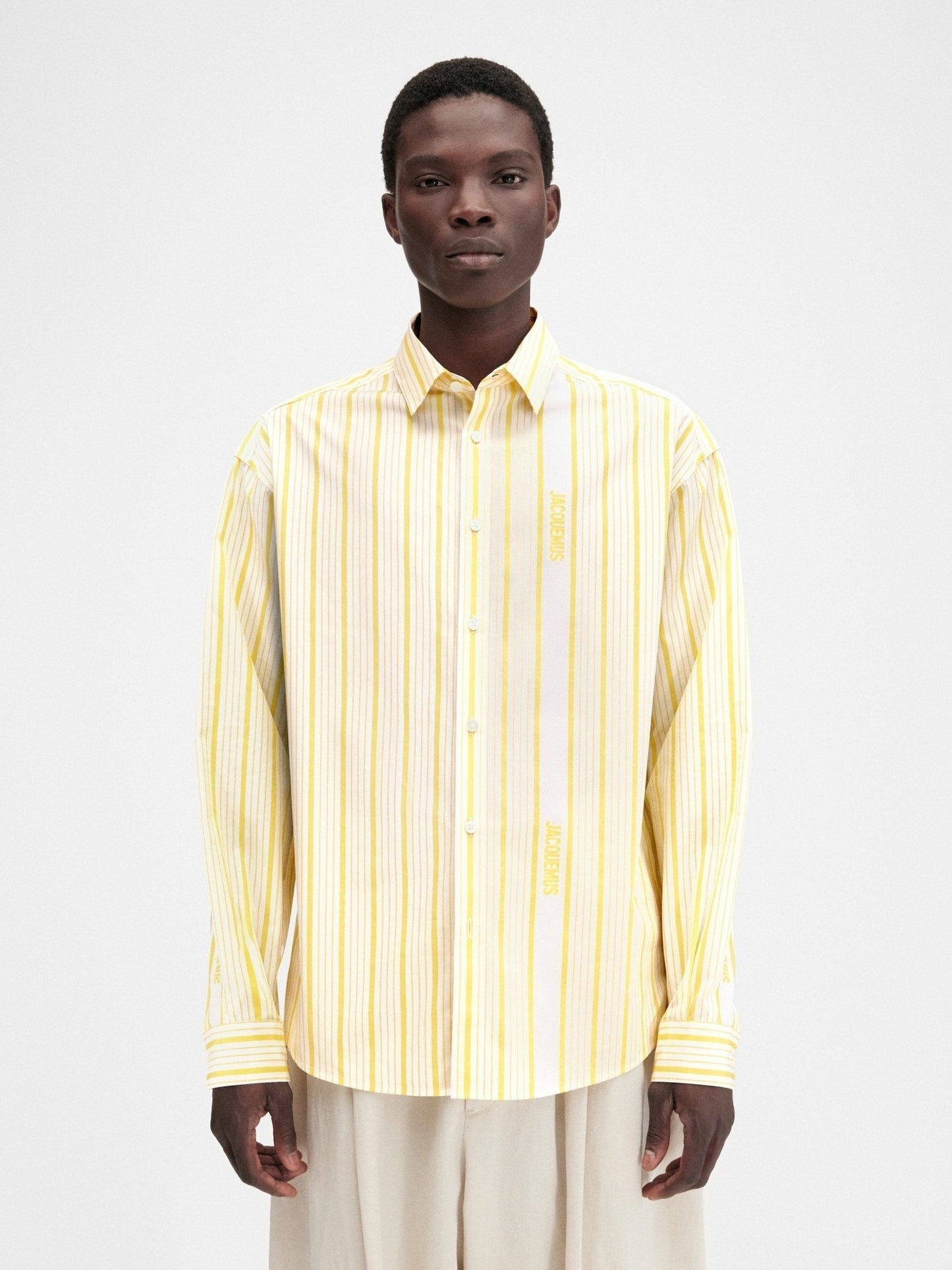 JACQUEMUS - La chemise Simon Business logo Yellow/White