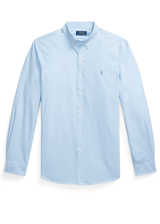 POLO RALPH LAUREN - Chemise ajustée vichy popeline stretch Bleu et blanc - Lothaire