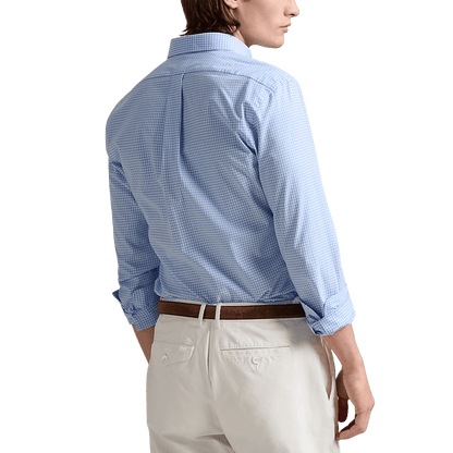 POLO RALPH LAUREN - Chemise ajustée vichy popeline stretch Bleu et blanc