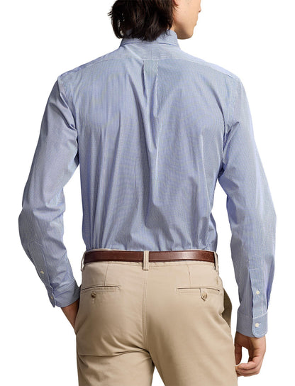 Polo Ralph Lauren - Chemise en popeline rayée blanc / Bleu