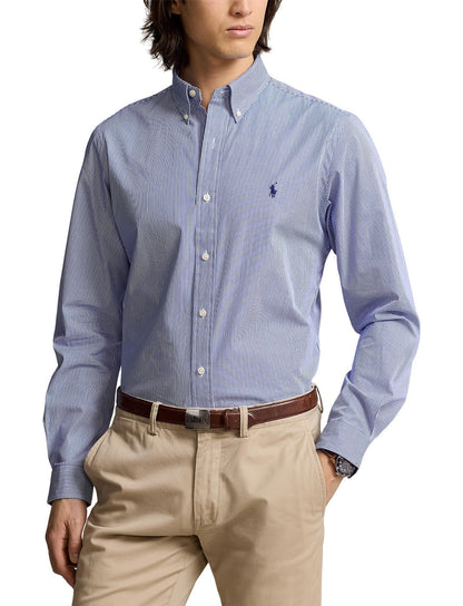 Polo Ralph Lauren - Chemise en popeline rayée blanc / Bleu