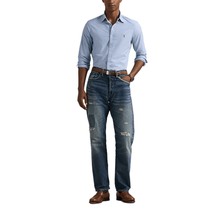 POLO RALPH LAUREN - Chemise Oxford cintrée Bleu ciel