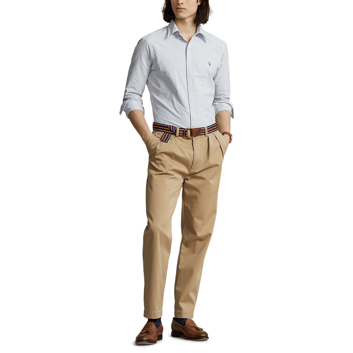 POLO RALPH LAUREN - Chemise Oxford coupe ajustée Bleu rayé