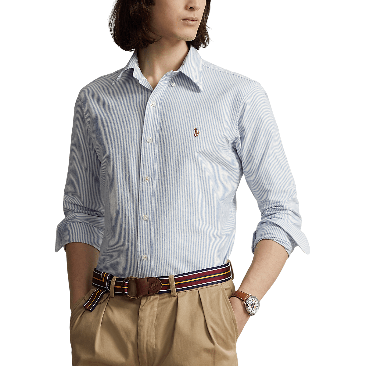 POLO RALPH LAUREN - Chemise Oxford coupe ajustée Bleu rayé