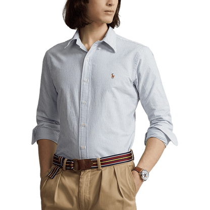 POLO RALPH LAUREN - Chemise Oxford coupe ajustée Bleu rayé