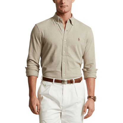 POLO RALPH LAUREN - Chemise ultra-légère en coton piqué Beige