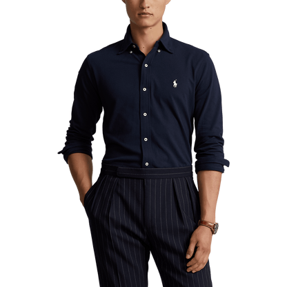 POLO RALPH LAUREN - Chemise ultra-légère en coton piqué Bleu marine
