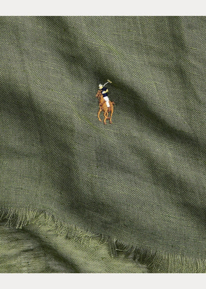 Polo Ralph Lauren - Écharpe green délavée en lin mélangé