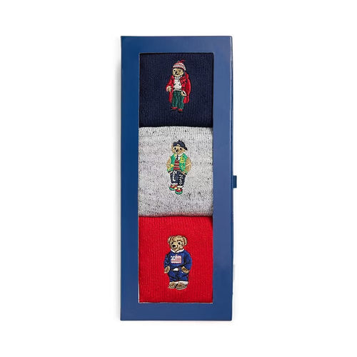 Polo Ralph Lauren - Pack chaussettes Polo Bear x3 rouge / marine