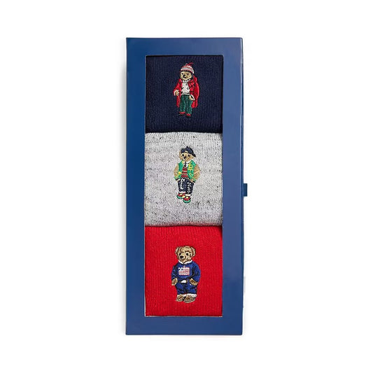 Polo Ralph Lauren - Pack chaussettes Polo Bear x3 rouge / marine
