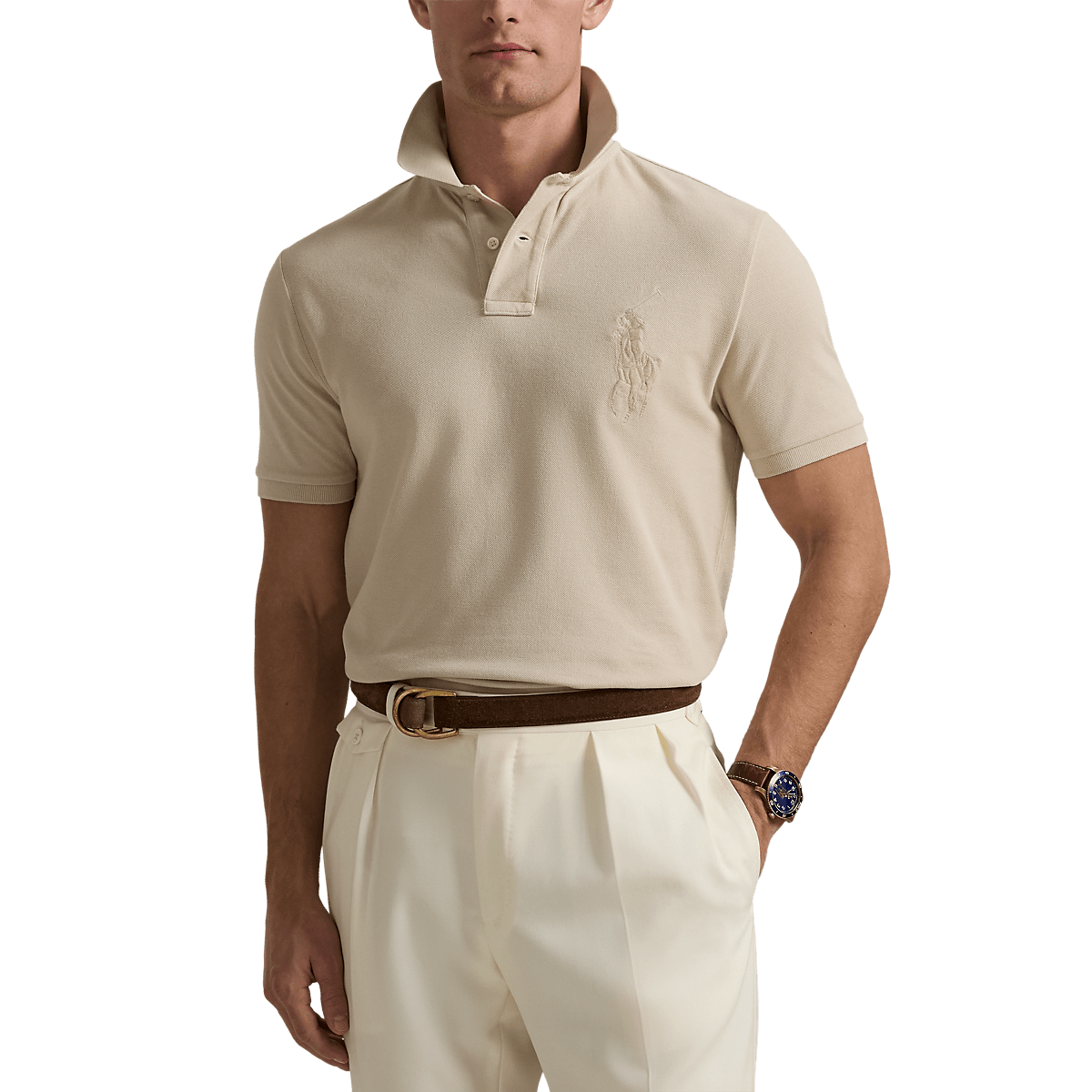 POLO RALPH LAUREN - Polo Big Pony en piqué coupe ajustée Beige