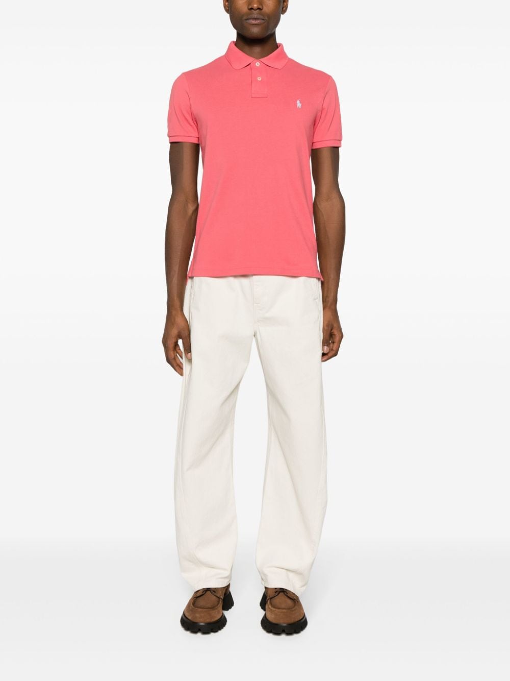 Polo Ralph Lauren - Polo cintré en coton piqué Pale Red