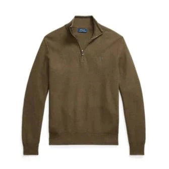Polo Ralph Lauren - Pull demi - zippé en coton piqué marron - Lothaire