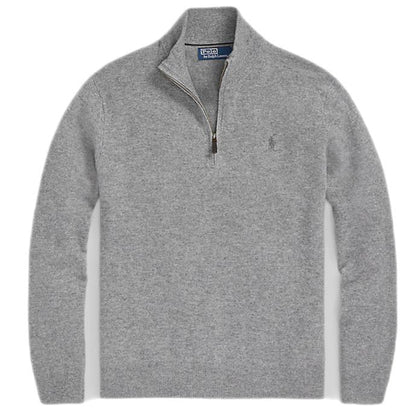 Polo Ralph Lauren - Pull demi - zippé en laine gris beige - Lothaire