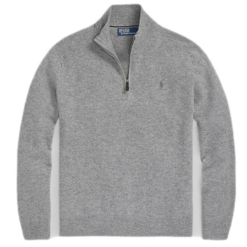 Polo Ralph Lauren - Pull demi - zippé en laine gris beige - Lothaire