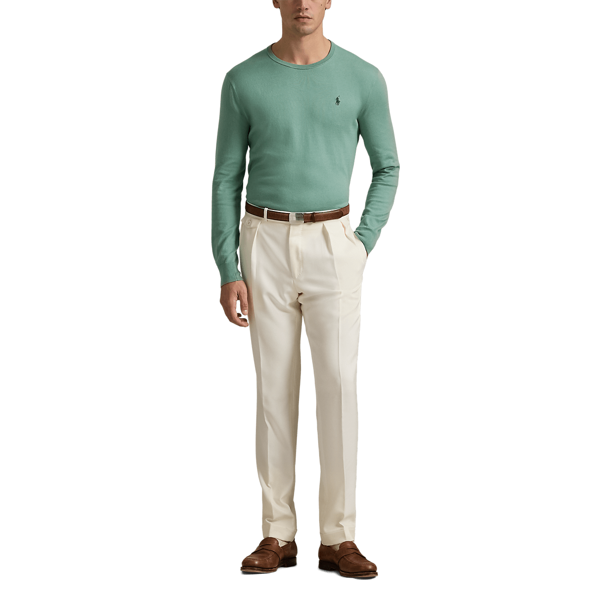 POLO RALPH LAUREN - Pull Slim Fit en coton texturé Vert