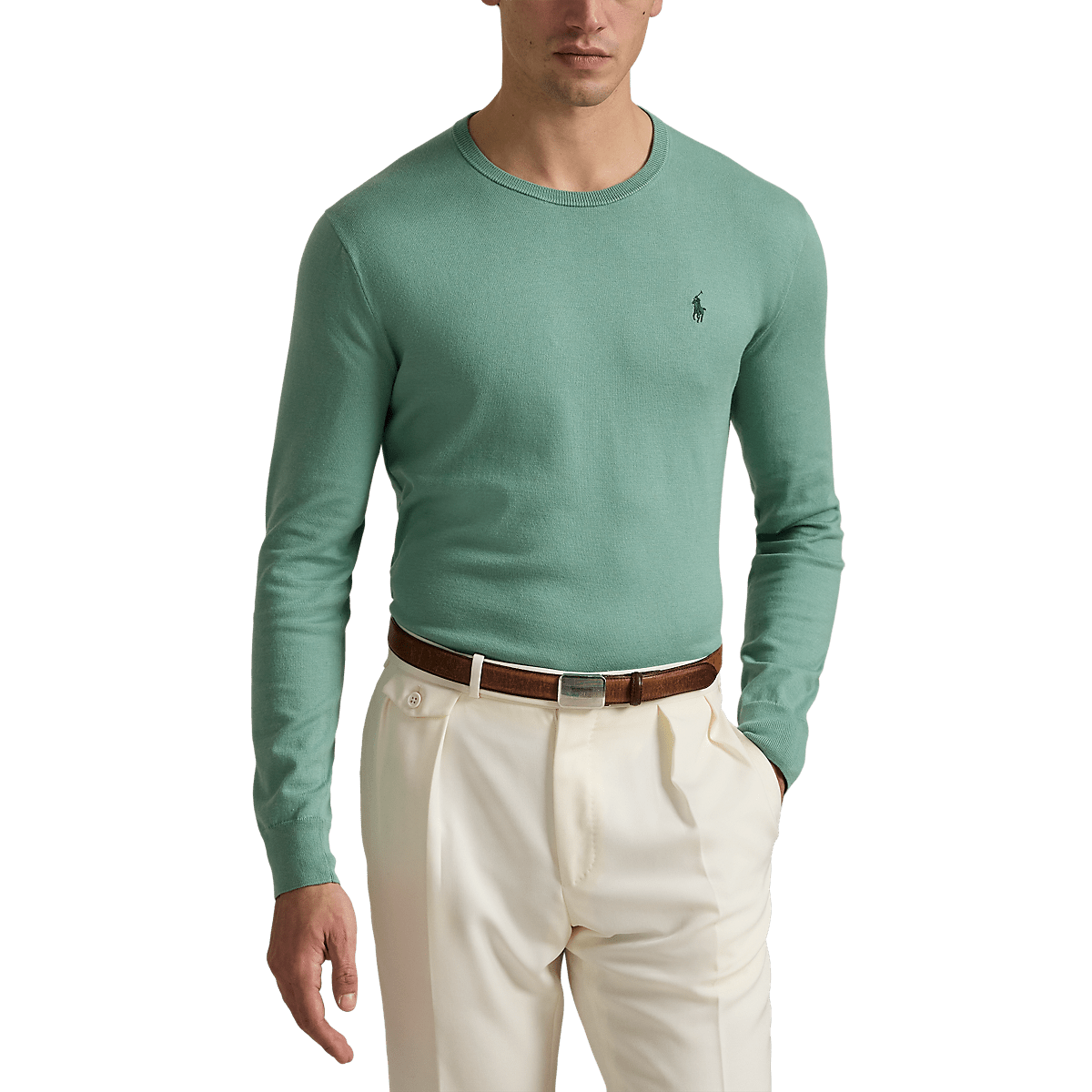 POLO RALPH LAUREN - Pull Slim Fit en coton texturé Vert